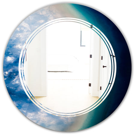 Agate beautiful colorful slices and texture - Modern Round or Oval Wall Mirror - Triple C