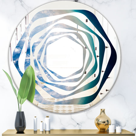 Agate beautiful colorful slices and texture - Modern Round or Oval Wall Mirror - Whirl