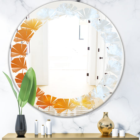 True Yellow Stone - Modern Round or Oval Wall Mirror - Leaves