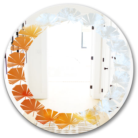 True Yellow Stone - Modern Round or Oval Wall Mirror - Leaves