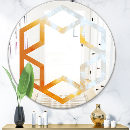 True Yellow Stone - Modern Round or Oval Wall Mirror - Hexagon Star