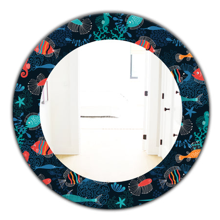 Costal Creatures 2 - Traditional Mirror - Frameless Oval or Round Wall Mirror