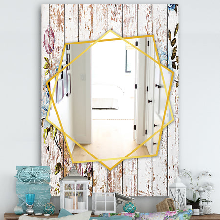 Shabby Chic Rose - Farmhouse Mirror - Frameless Wall Mirror