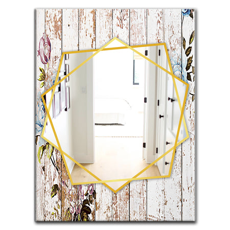 Shabby Chic Rose - Farmhouse Mirror - Frameless Wall Mirror