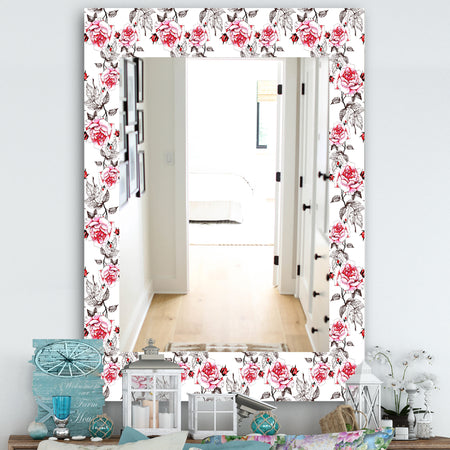 Pink Blossom 3 - Farmhouse Mirror - Vanity Mirror
