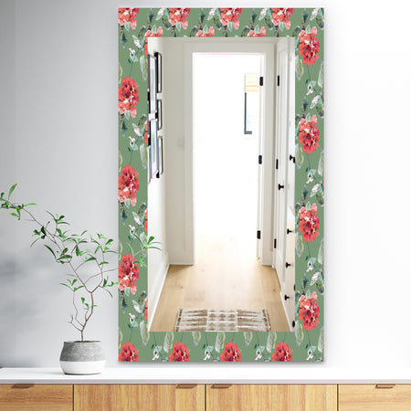 Green Flowers 1 - Traditional Mirror - Frameless Wall Mirror