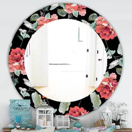 Obsidian Bloom 1 - Traditional Mirror - Oval or Round Wall Mirror