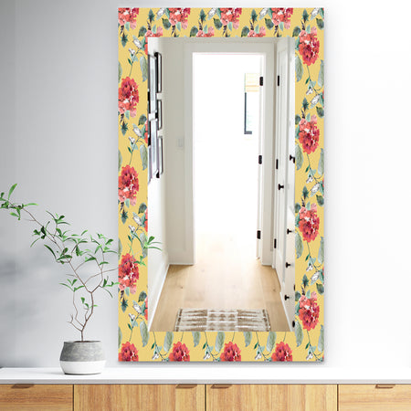 Red Rose In Yellow - Traditional Mirror - Frameless Bathroom Mirror