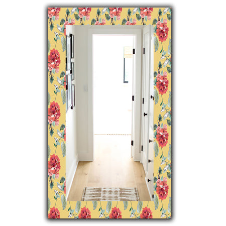 Red Rose In Yellow - Traditional Mirror - Frameless Bathroom Mirror