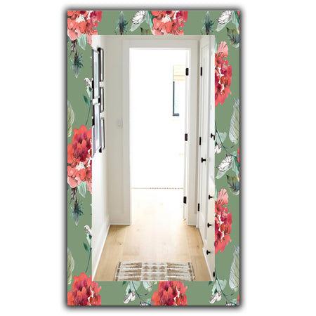 Green Flowers 2 - Traditional Mirror - Wall Mirror