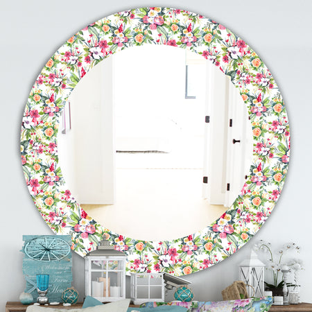 Green Flowers 3 - Traditional Mirror - Oval or Round Wall Mirror