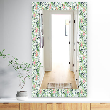 Green Flowers 4 - Traditional Mirror - Wall Mirror