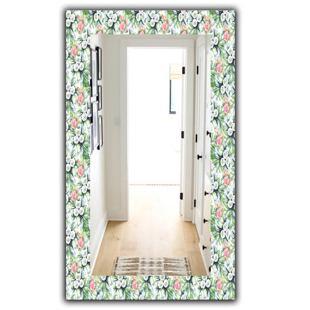 Green Flowers 4 - Traditional Mirror - Wall Mirror