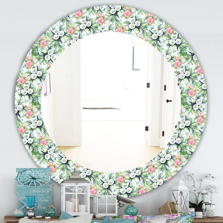 Green Flowers 4 - Traditional Mirror - Oval or Round Wall Mirror