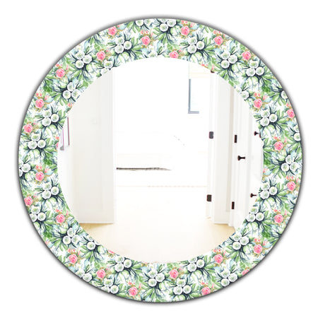 Green Flowers 4 - Traditional Mirror - Oval or Round Wall Mirror