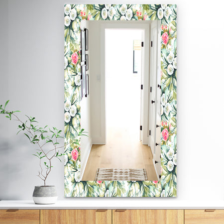 Green Flowers 5 - Traditional Mirror - Wall Mirror