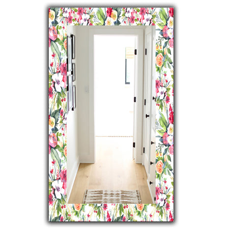 Green Flowers 7 - Traditional Mirror - Wall Mirror