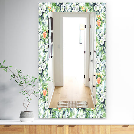 Green Flowers 8 - Traditional Mirror - Wall Mirror