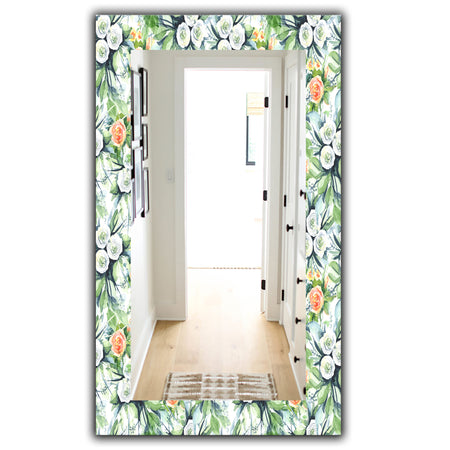 Green Flowers 8 - Traditional Mirror - Wall Mirror
