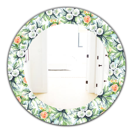 Green Flowers 8 - Traditional Mirror - Oval or Round Wall Mirror