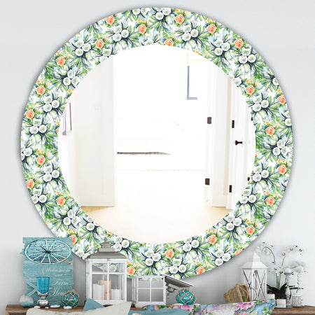 Green Flowers 11 - Traditional Mirror - Oval or Round Wall Mirror