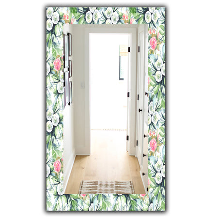 Green Flowers 12 - Traditional Mirror - Vanity Mirror