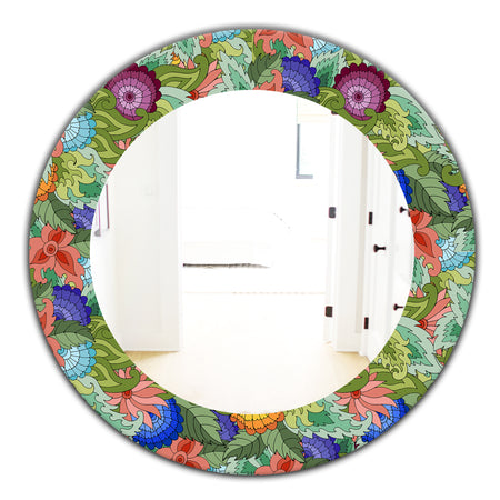 Tropical Mood Foliage 2 - Traditional Mirror - Frameless Oval or Round Wall Mirror