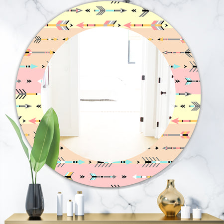 Pink Spheres 1 - Bohemian and Eclectic Mirror - Frameless Oval or Round Wall Mirror