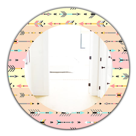 Pink Spheres 1 - Bohemian and Eclectic Mirror - Frameless Oval or Round Wall Mirror