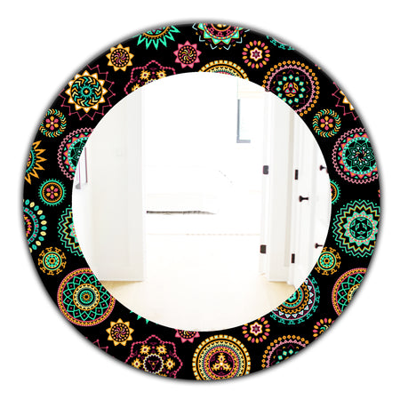 Obsidian Impressions 2 - Bohemian and Eclectic Mirror - Oval or Round Wall Mirror