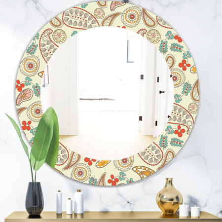 Paisley 1 - Bohemian and Eclectic Mirror - Frameless Oval or Round Wall Mirror