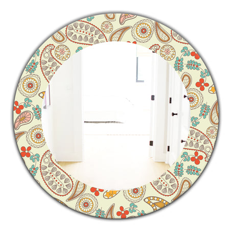 Paisley 1 - Bohemian and Eclectic Mirror - Frameless Oval or Round Wall Mirror