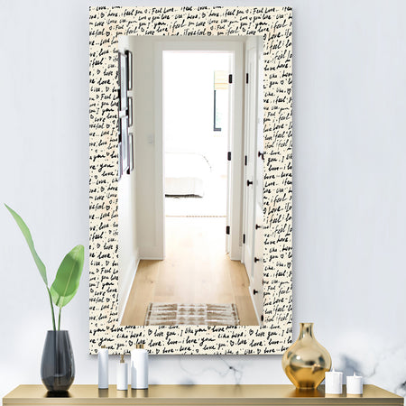 I Feel Love Text Pattern - Bohemian and Eclectic Mirror - Vanity Mirror