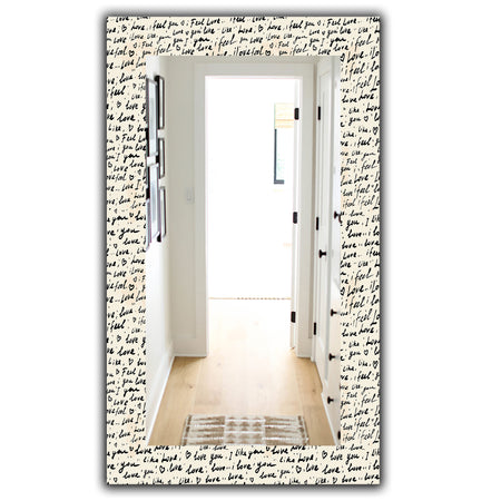 I Feel Love Text Pattern - Bohemian and Eclectic Mirror - Vanity Mirror