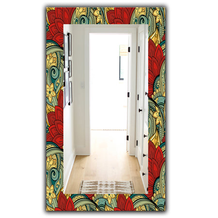 Colorful Floral Pattern - Bohemian and Eclectic Mirror - Modern Wall Mirror