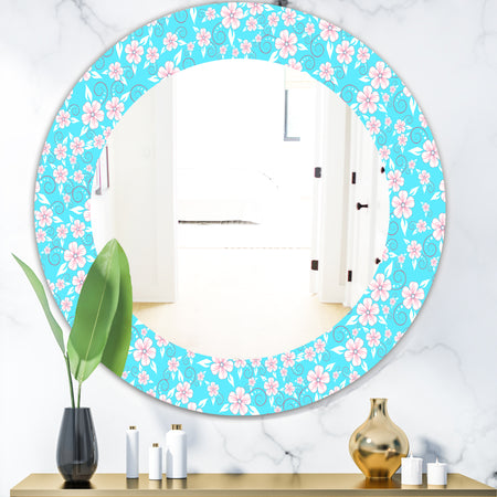 Flower Pattern - Modern Mirror - Frameless Oval or Round Wall Mirror