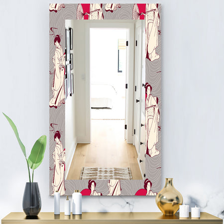 Traditional Japanese Geisha - Bohemian and Eclectic Mirror - Frameless Vanity Mirror