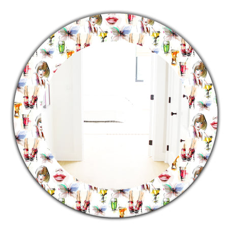 Beauty and Fashion Pattern With Girls - Modern Mirror - Oval or Round Wall Mirror