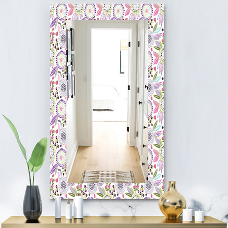 Pink Blossom 9 - Modern Mirror - Frameless Wall Mirror