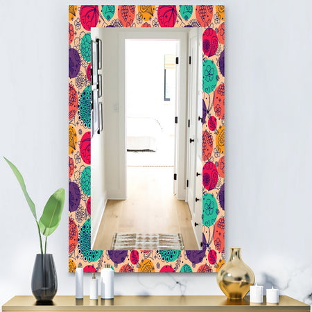 Flowers Motif Pattern - Modern Mirror - Vanity Mirror