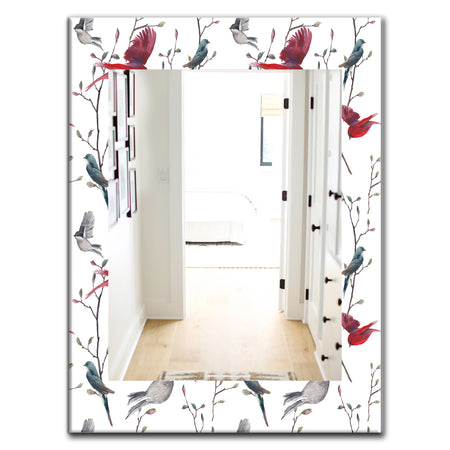 Pattern With Birds - Farmhouse Mirror - Vanity Mirror