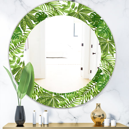 Tropical Mood Foliage 19 - Bohemian and Eclectic Mirror - Oval or Round Wall Mirror