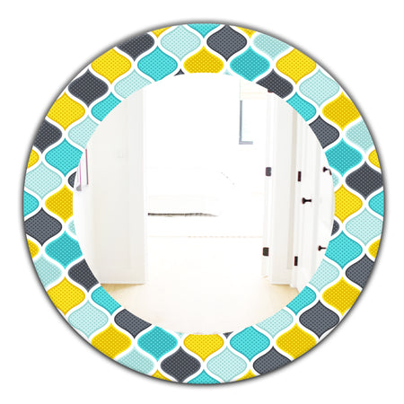 Ornament Geometric Pattern - Bohemian and Eclectic Mirror - Oval or Round Wall Mirror