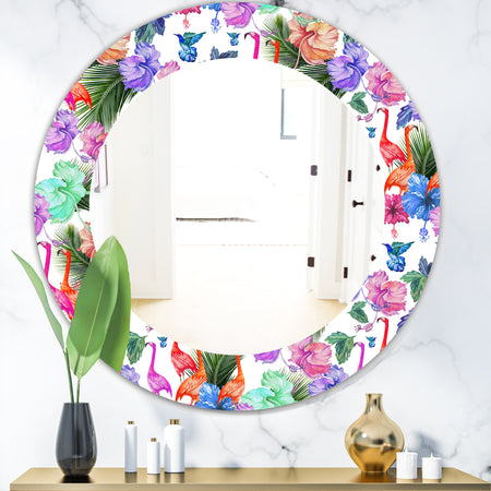 Flamingo 2 - Bohemian and Eclectic Mirror - Oval or Round Wall Mirror