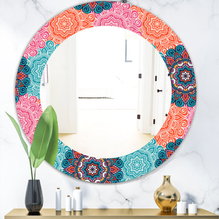 Pink Blossom 21 - Bohemian and Eclectic Mirror - Oval or Round Wall Mirror