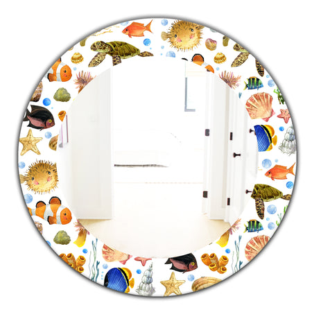 Costal Creatures 12 - Traditional Mirror - Oval or Round Wall Mirror
