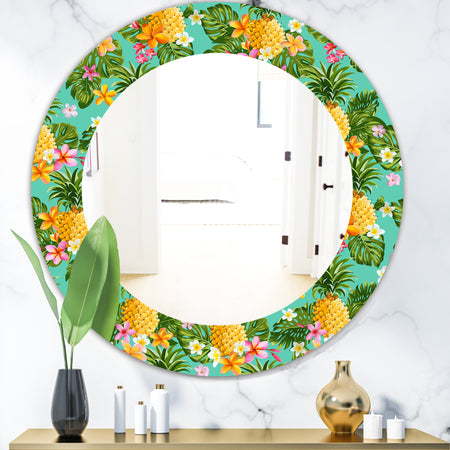 Tropical Mood Pineapple 5 - Bohemian and Eclectic Mirror - Oval or Round Wall Mirror