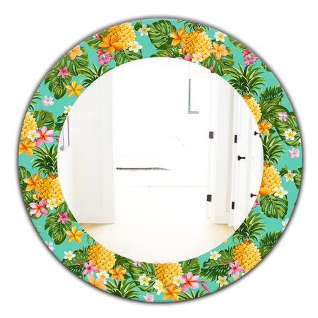 Tropical Mood Pineapple 5 - Bohemian and Eclectic Mirror - Oval or Round Wall Mirror