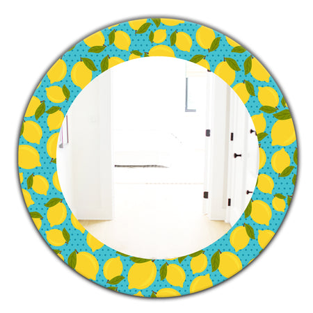 Lemon Pattern - Bohemian and Eclectic Mirror - Oval or Round Wall Mirror