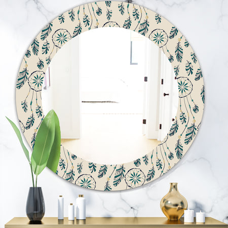 Feathers 24 - Bohemian and Eclectic Mirror - Oval or Round Wall Mirror